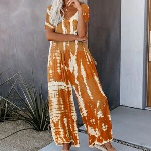 Tie Die Print Jumpsuit Plus Size